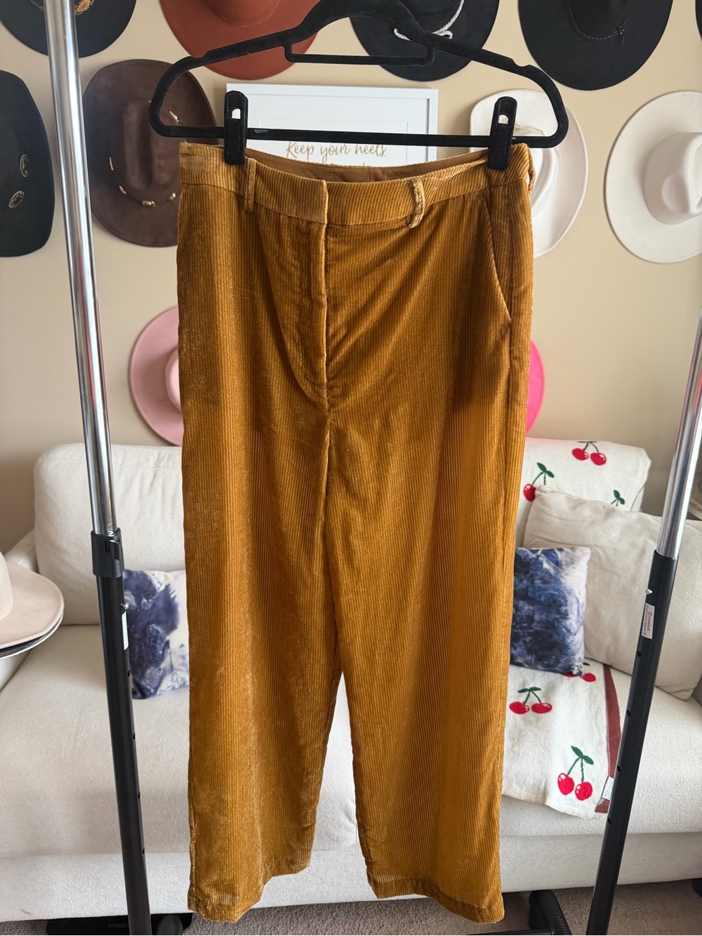 The Kooples | Antique Gold Velvet Corduroy Wide Leg Trousers | NWT
